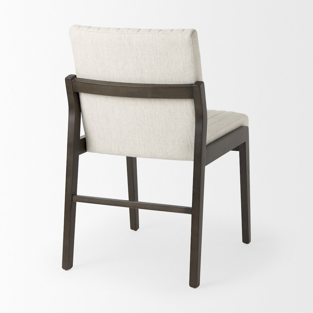 Cream Upholstered And Black-Brown Wood Armless Dining Chair. Picture 13