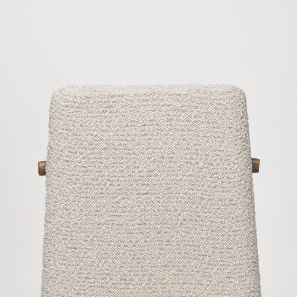 Cream Boucle Upholstered Seatlight Brown Wood Frame Dining Chair. Picture 3