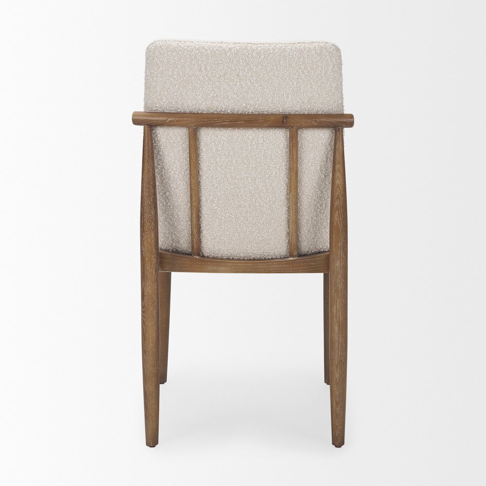 Cream Boucle Upholstered Seatlight Brown Wood Frame Dining Chair. Picture 14