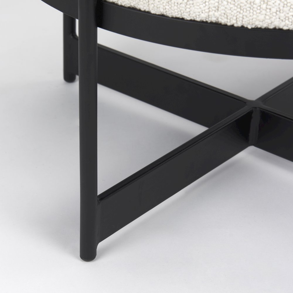 Amelia Cream BoucleBlack Metal Upholstered Pouf. Picture 3