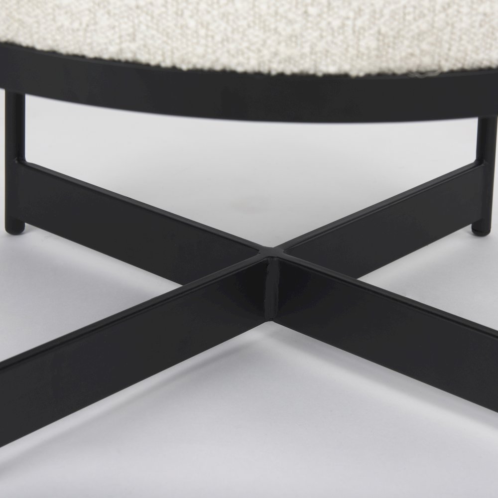 Amelia Cream BoucleBlack Metal Upholstered Pouf. Picture 4