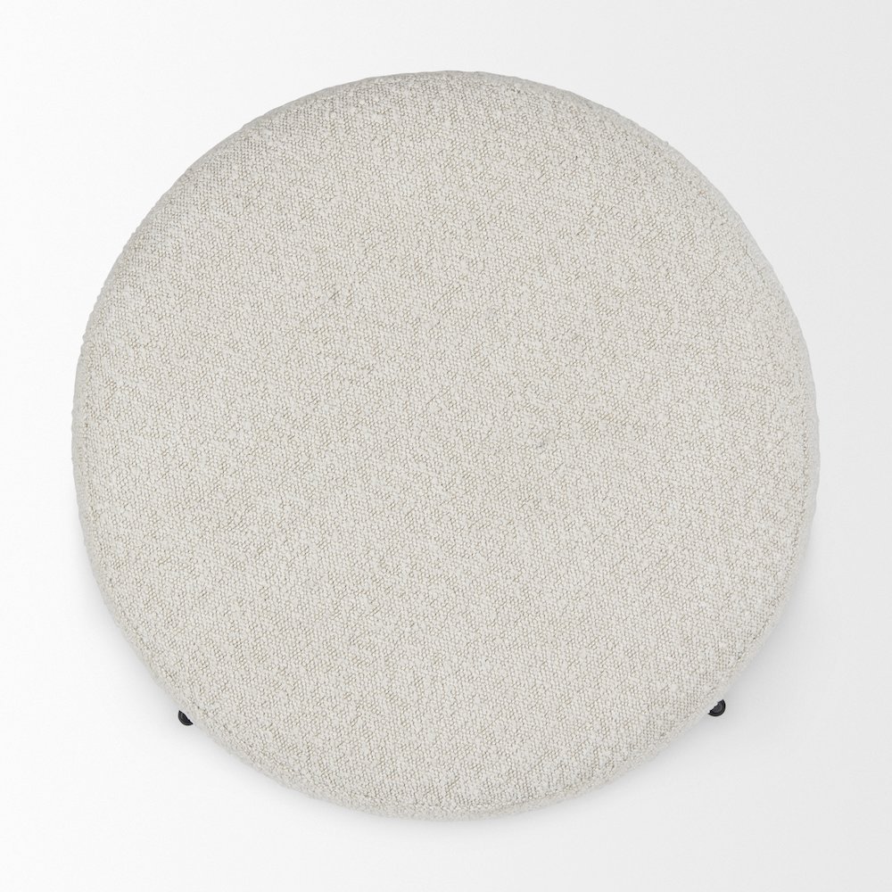 Amelia Cream BoucleBlack Metal Upholstered Pouf. Picture 11