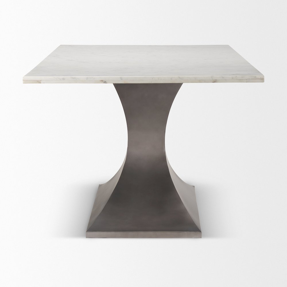 Maxton 79.0L x 39.0W x 30.0H Marble Top Gunmetal Base Dining Table. Picture 6