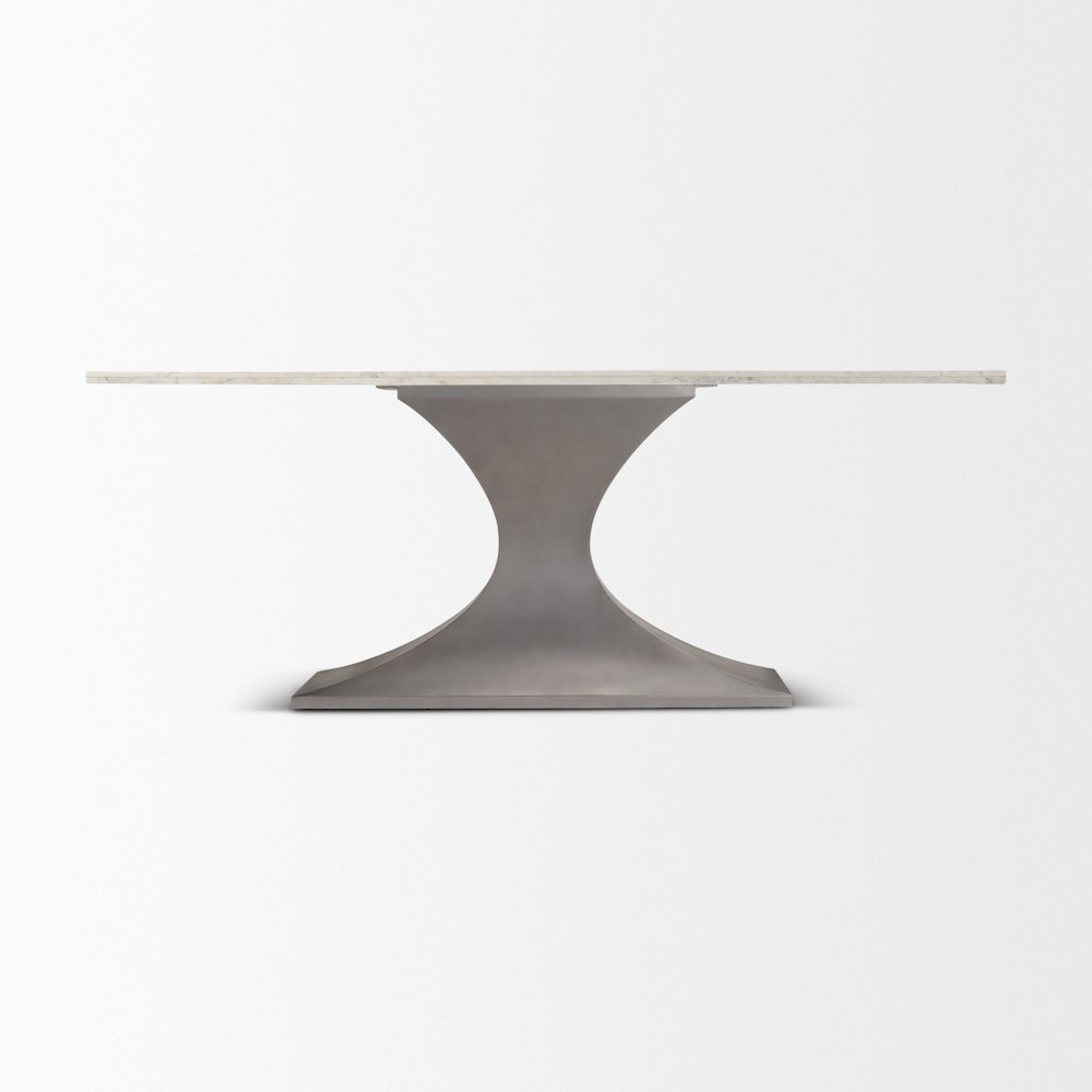 Maxton 79.0L x 39.0W x 30.0H Marble Top Gunmetal Base Dining Table. Picture 8