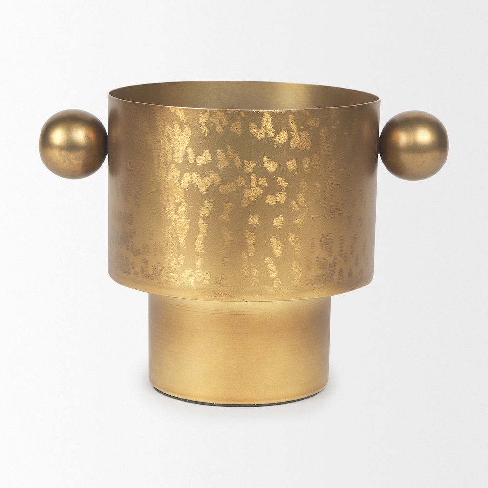 Juno 6.5H Medium Gold Iron Medium Vase. Picture 5