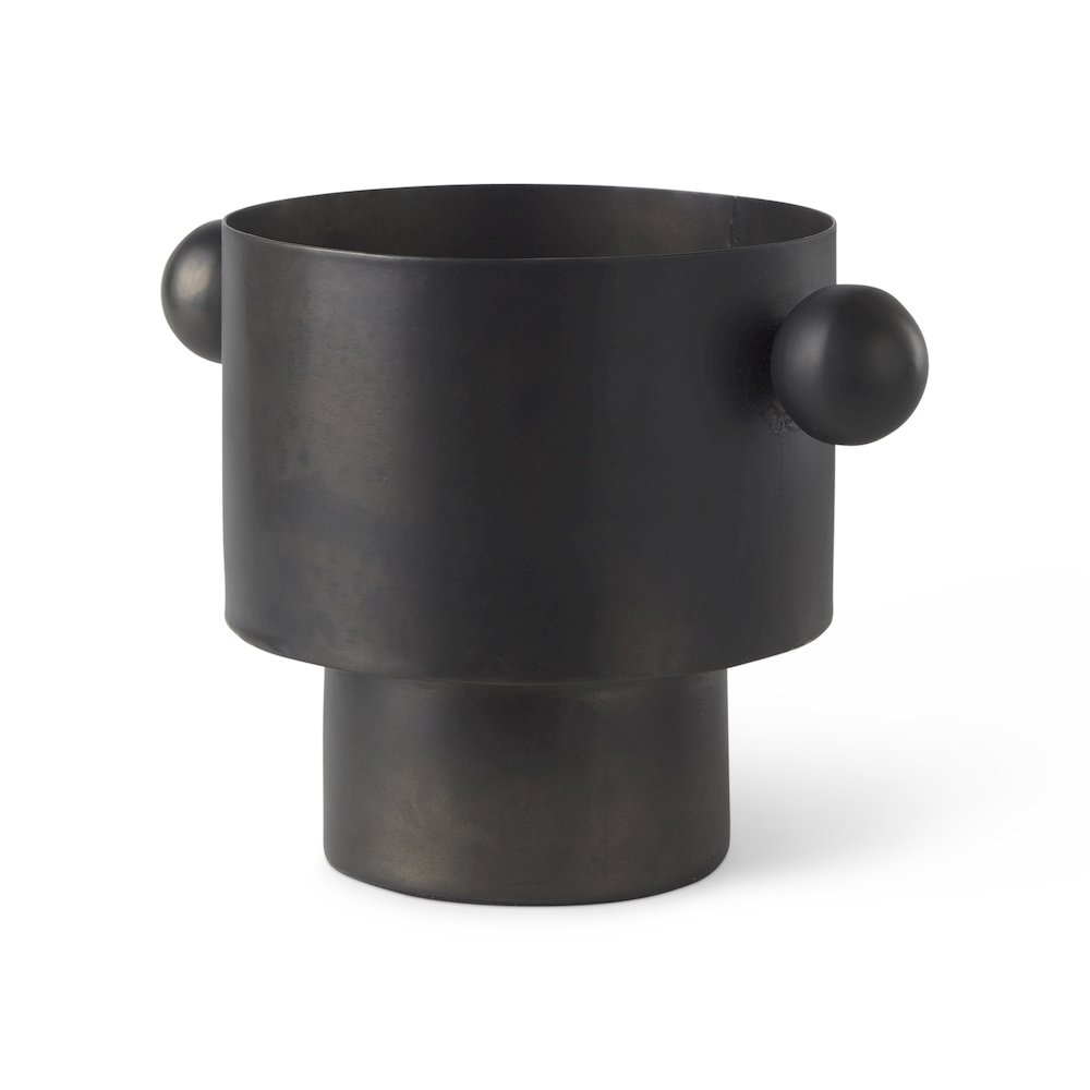 Juno 6.5H Medium Black Iron Vase. Picture 1