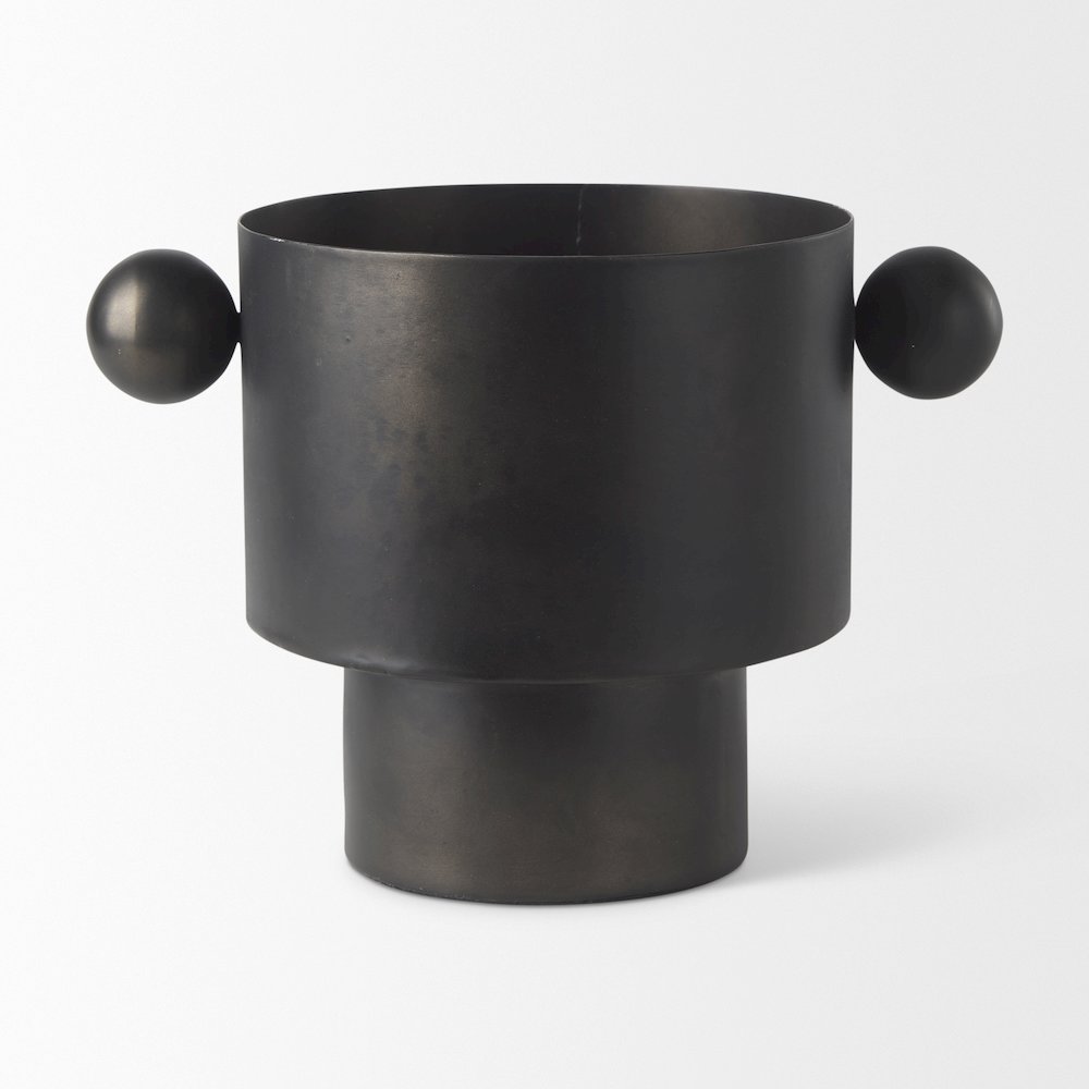 Juno 6.5H Medium Black Iron Vase. Picture 5