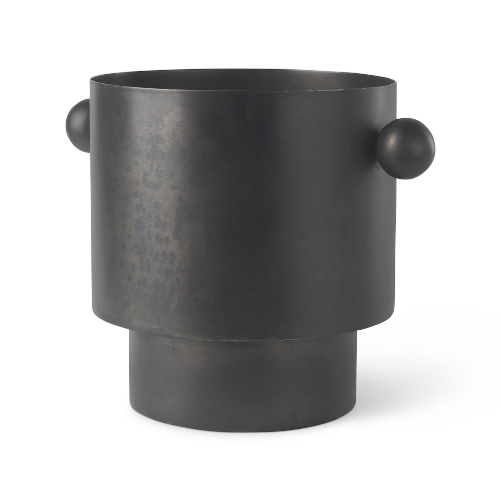 Juno 8.5H Large Black Iron Vase. Picture 1