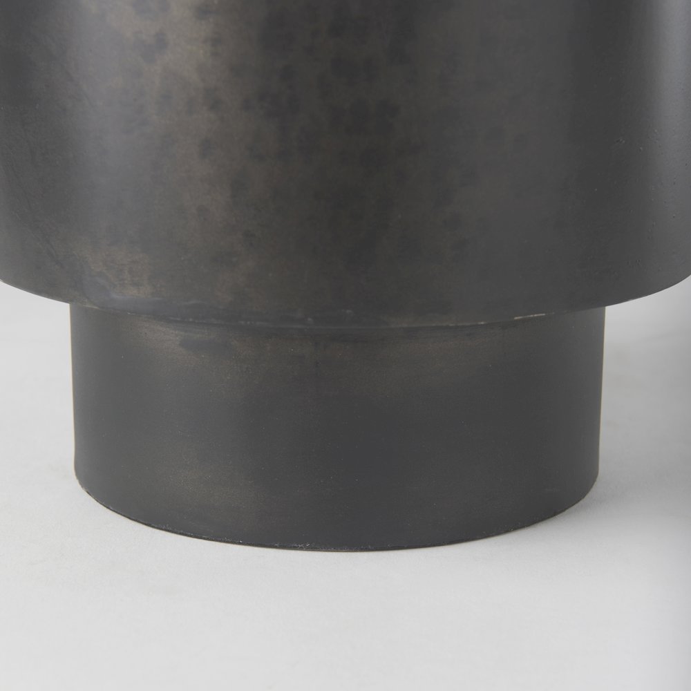 Juno 8.5H Large Black Iron Vase. Picture 2