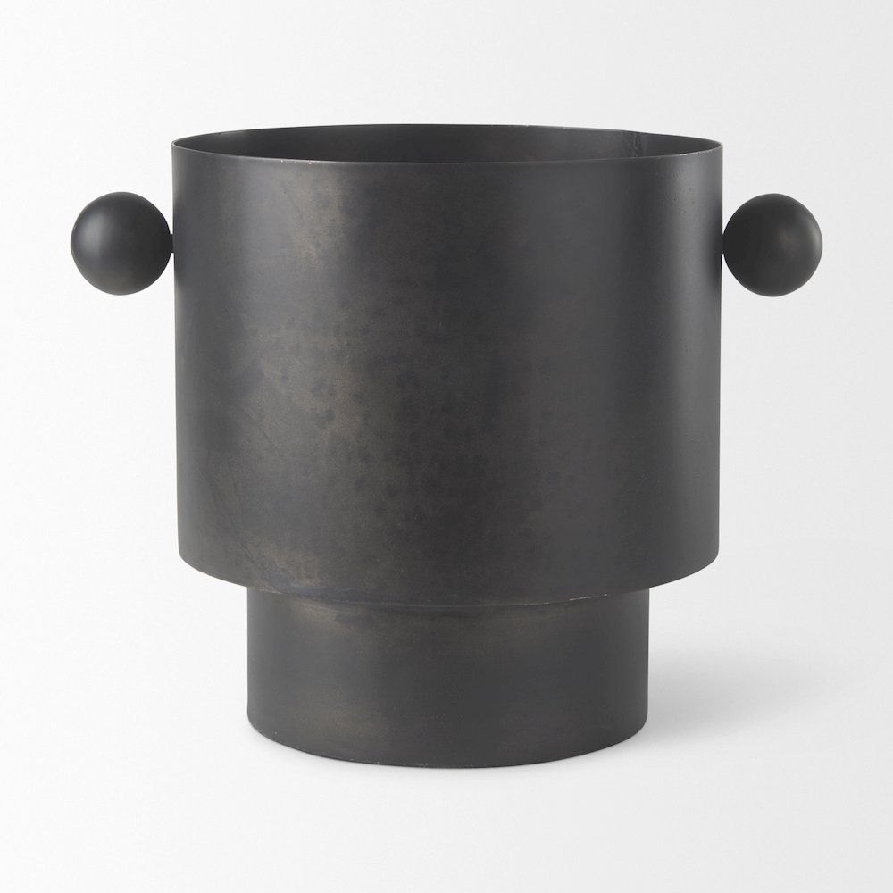 Juno 8.5H Large Black Iron Vase. Picture 6