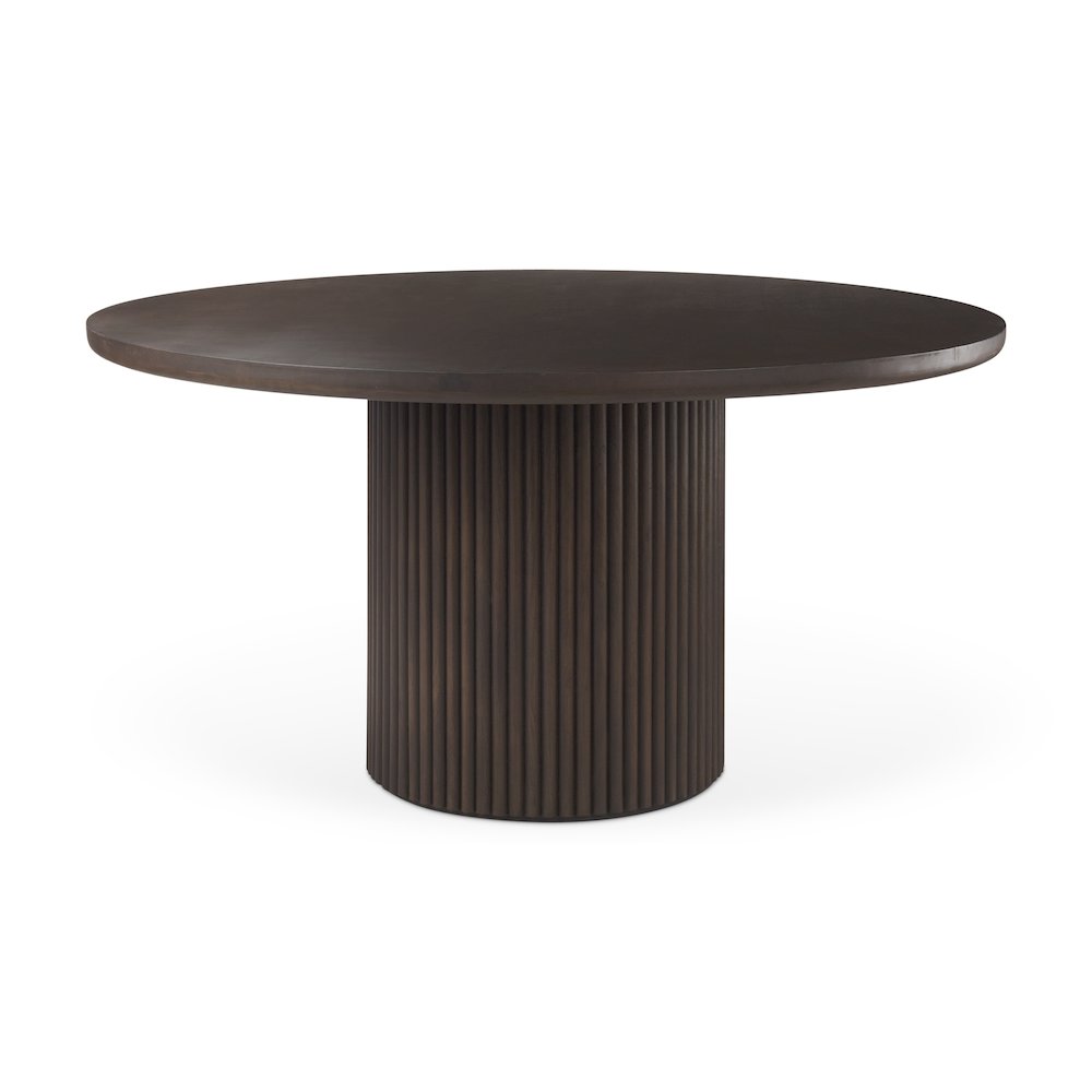 Terra 60L x 60W x 30H Dark Brown Wood Round Fluted Dining Table. Picture 1