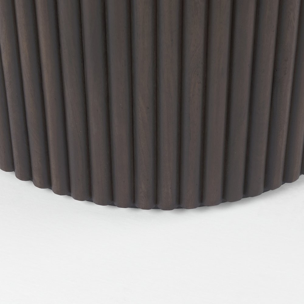 Terra 60L x 60W x 30H Dark Brown Wood Round Fluted Dining Table. Picture 8