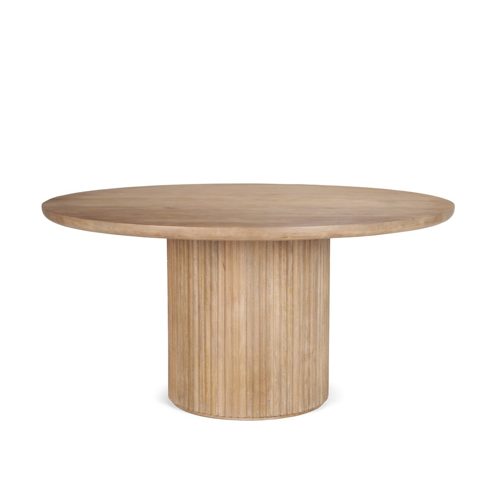 Terra 60L x 60W x 30H Light Brown Wood Round Fluted Dining Table. Picture 1