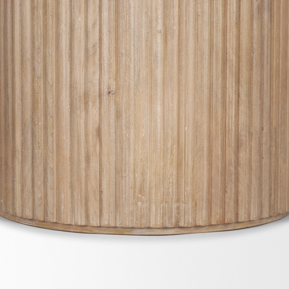 Terra 60L x 60W x 30H Light Brown Wood Round Fluted Dining Table. Picture 2
