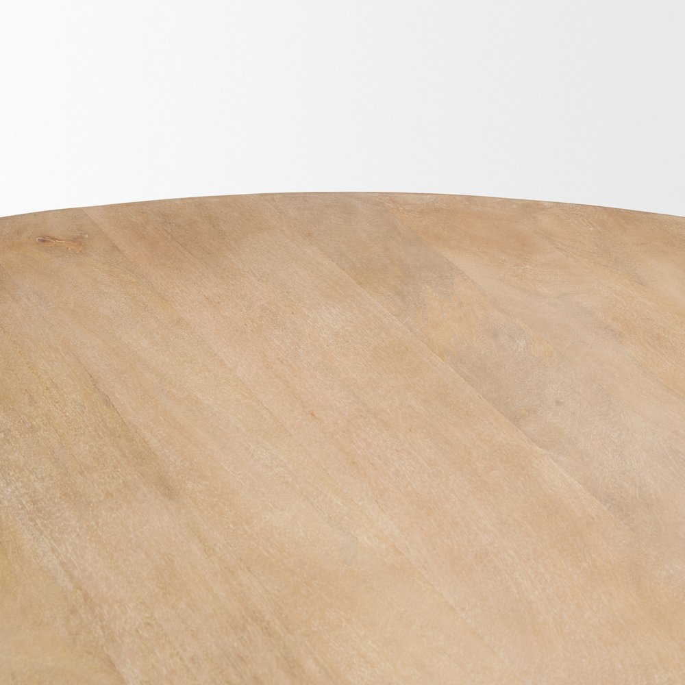 Terra 60L x 60W x 30H Light Brown Wood Round Fluted Dining Table. Picture 8
