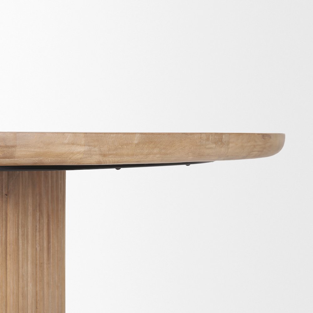 Terra 60L x 60W x 30H Light Brown Wood Round Fluted Dining Table. Picture 9