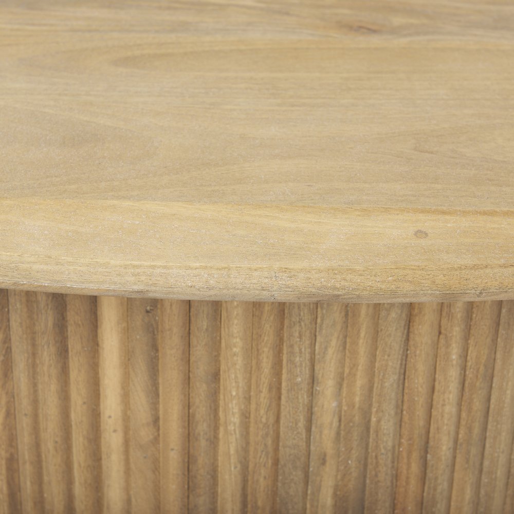 Light Brown Wood Oval Fluted Coffee Table. Picture 6