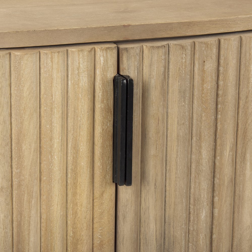 Fluted Light Brown Wood 2-Door Accent Cabinet. Picture 2