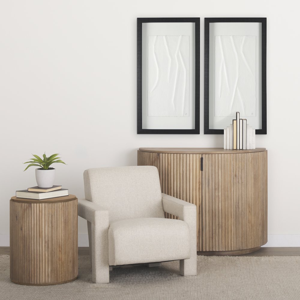Fluted Light Brown Wood 2-Door Accent Cabinet. Picture 6