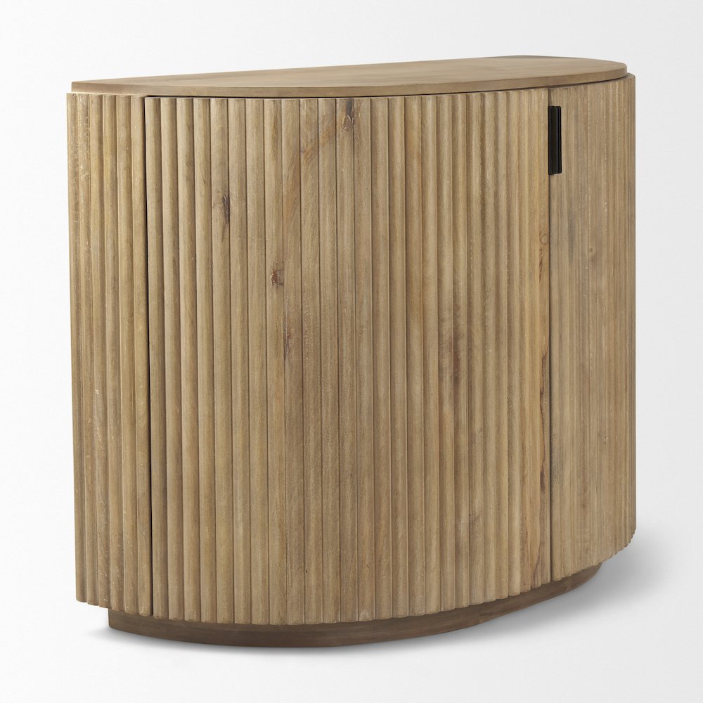 Fluted Light Brown Wood 2-Door Accent Cabinet. Picture 10