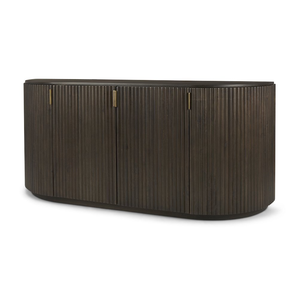 Terra 72L x 18W x 32H Dark Brown Wood Fluted Sideboard. Picture 1