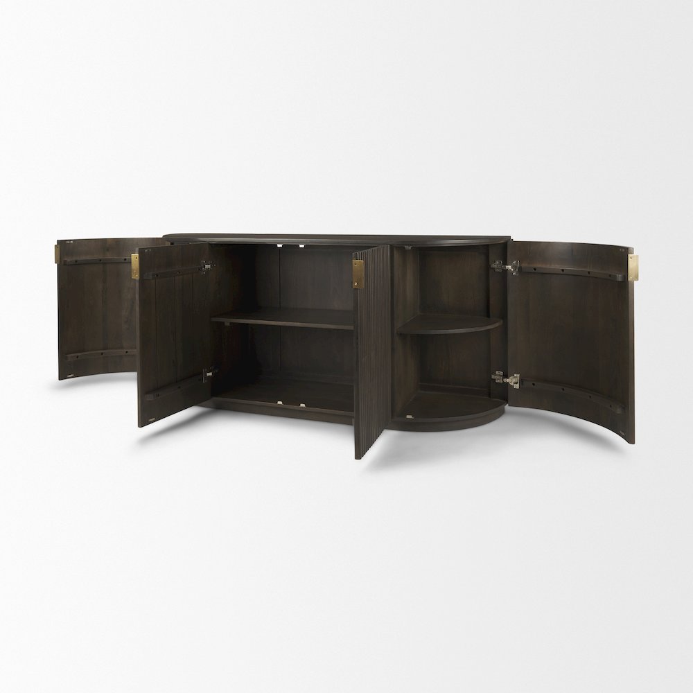 Terra 72L x 18W x 32H Dark Brown Wood Fluted Sideboard. Picture 12