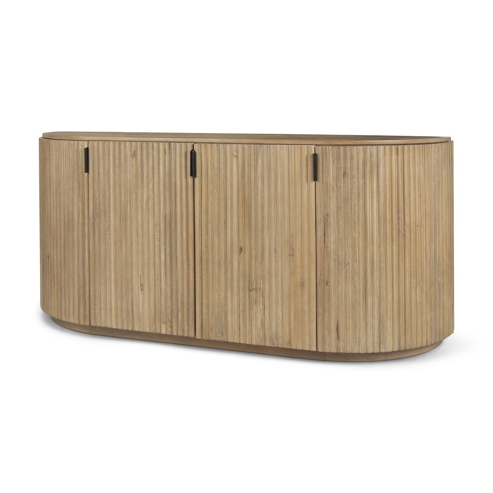 Terra Light Brown Wood Fluted Sideboard. Picture 1