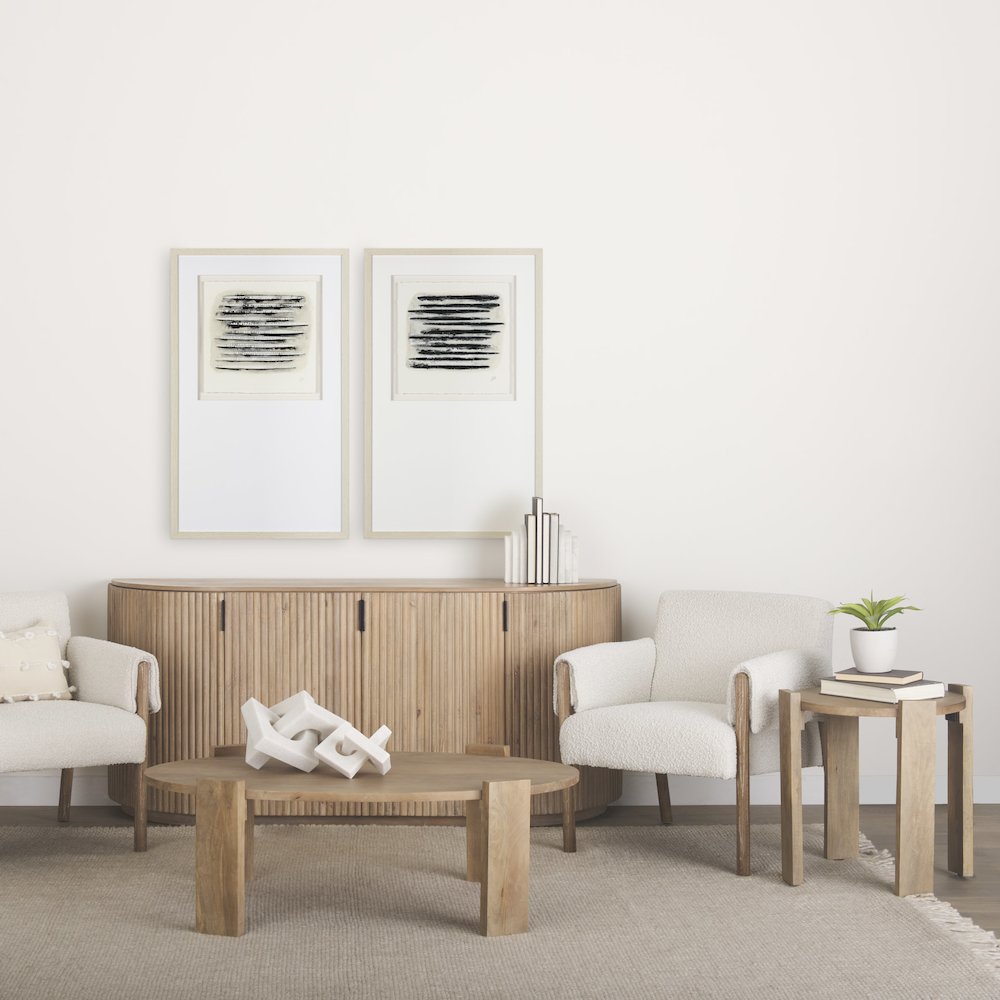 Terra Light Brown Wood Fluted Sideboard. Picture 6