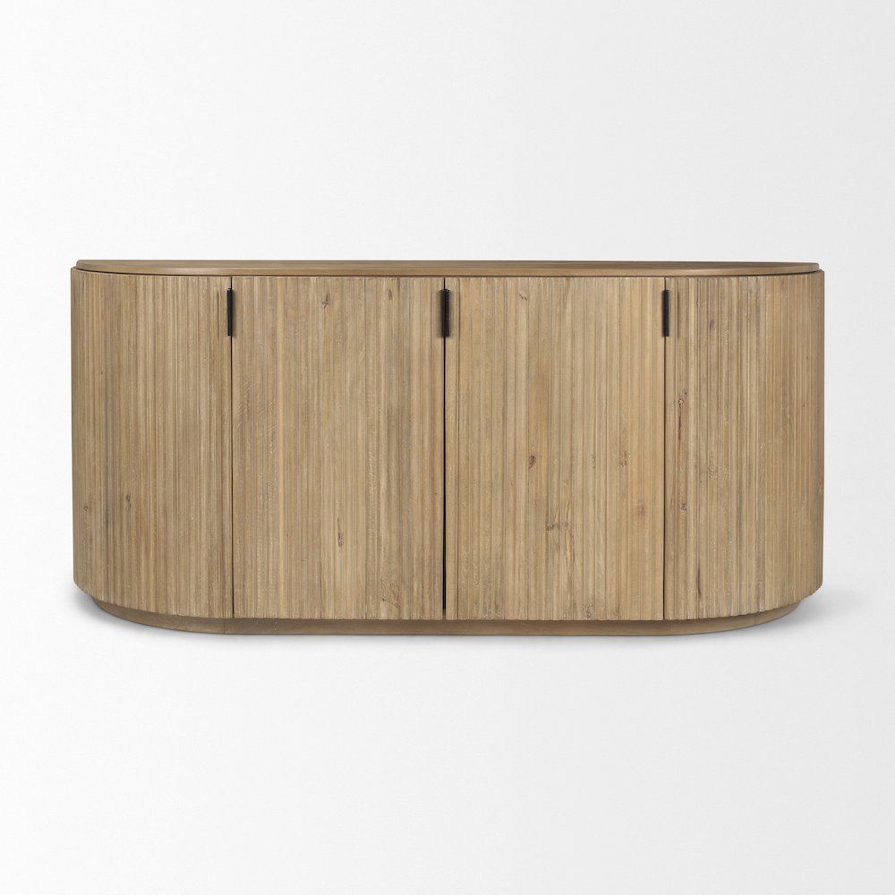Terra Light Brown Wood Fluted Sideboard. Picture 8