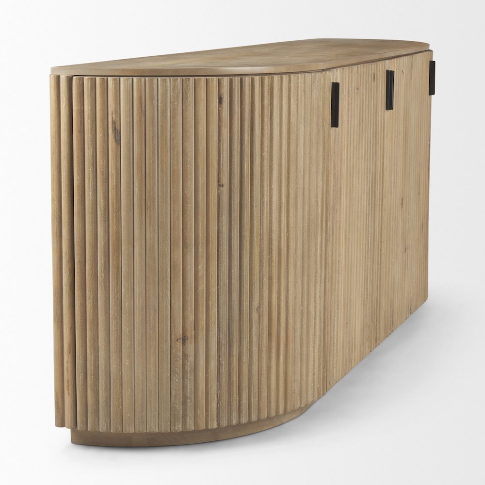 Terra Light Brown Wood Fluted Sideboard. Picture 11