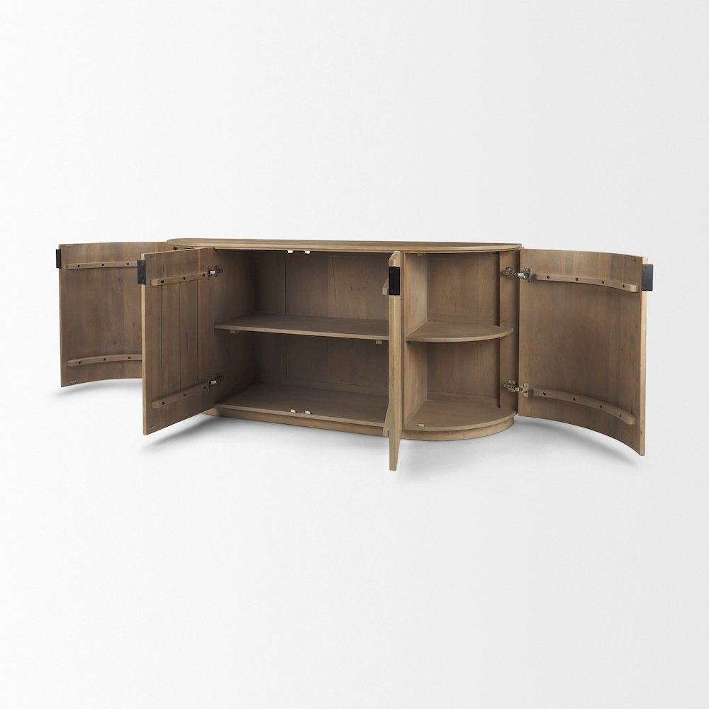 Terra Light Brown Wood Fluted Sideboard. Picture 12