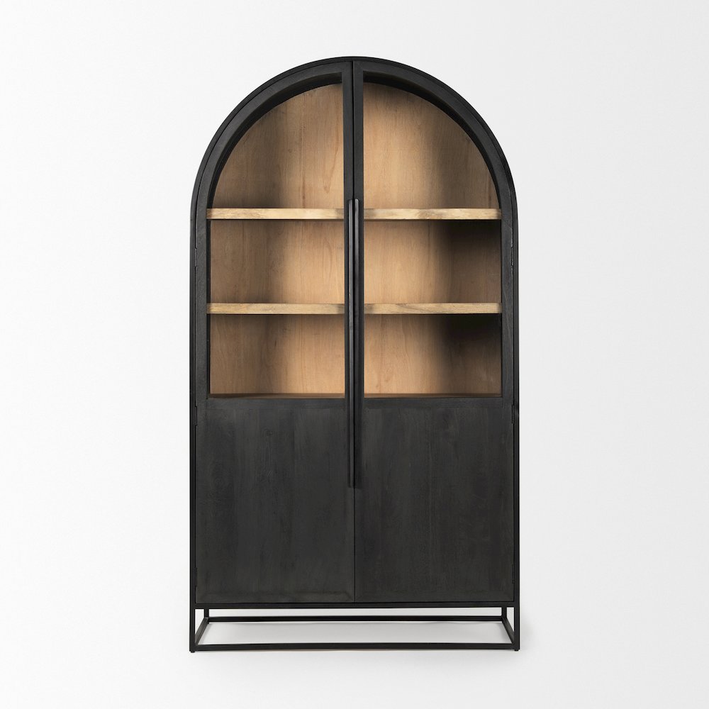 85.5H Black Woodblack Metal Frame Arch Cabinet. Picture 6