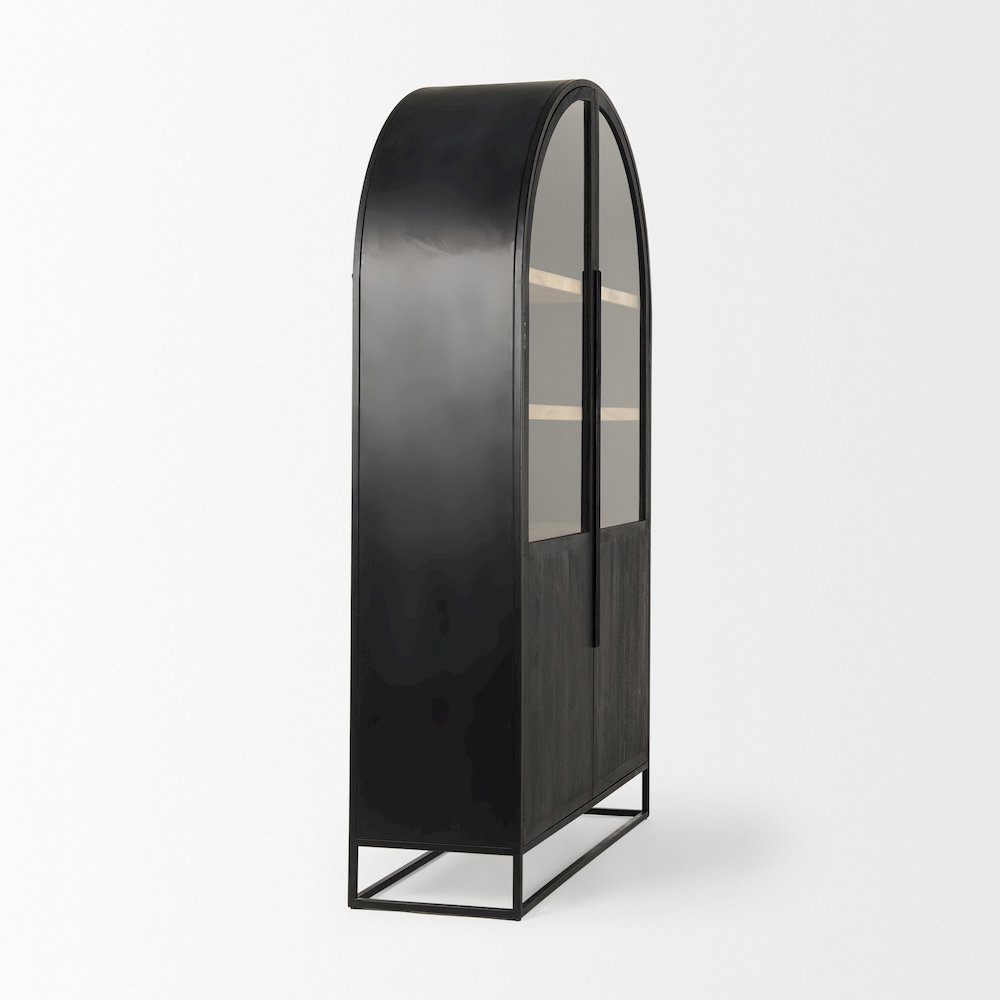 85.5H Black Woodblack Metal Frame Arch Cabinet. Picture 9