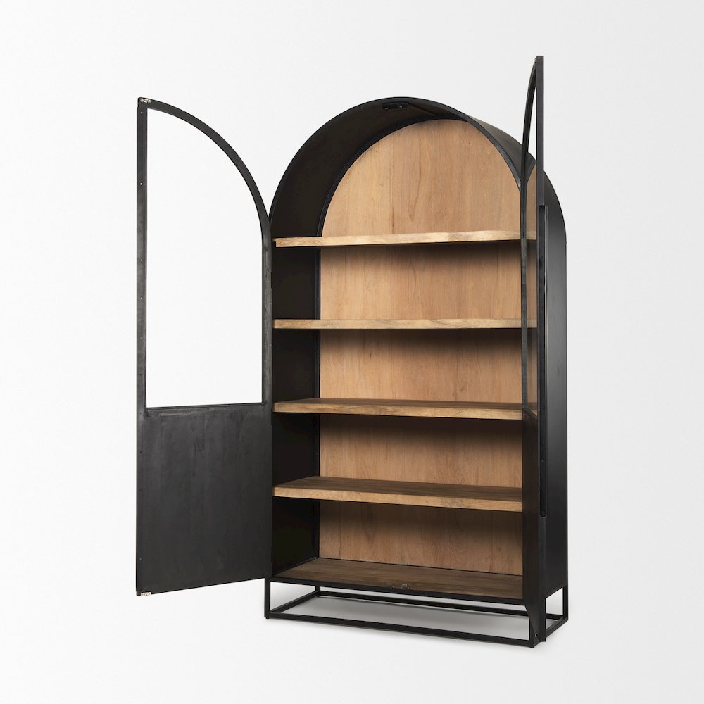 85.5H Black Woodblack Metal Frame Arch Cabinet. Picture 10