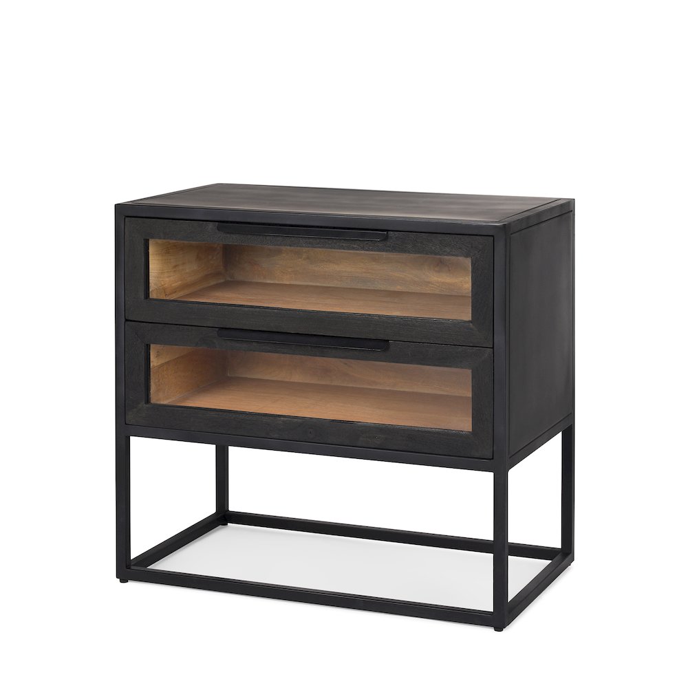 Sloan Black WoodBlack Metal Frame Side Table. Picture 1