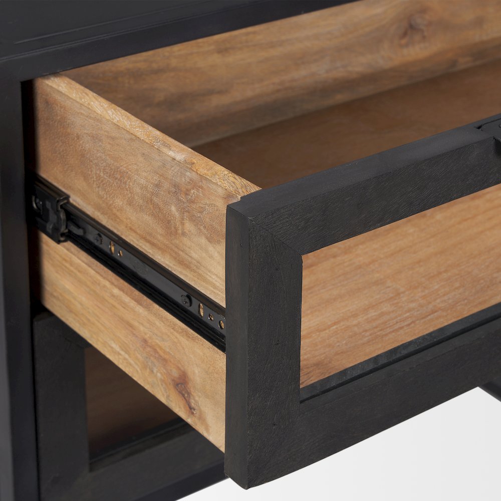 Sloan Black WoodBlack Metal Frame Side Table. Picture 2