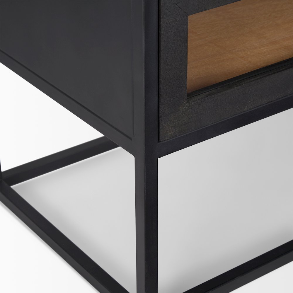 Sloan Black WoodBlack Metal Frame Side Table. Picture 3