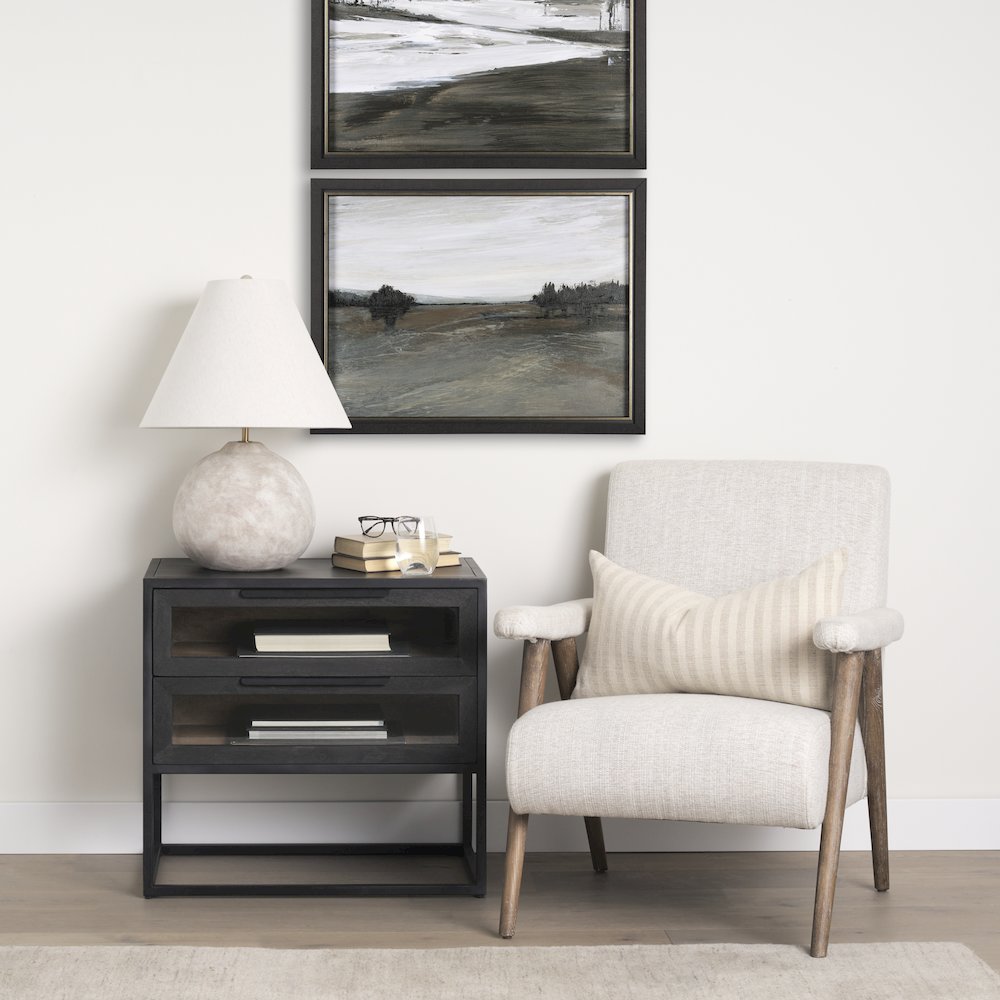Sloan Black WoodBlack Metal Frame Side Table. Picture 5