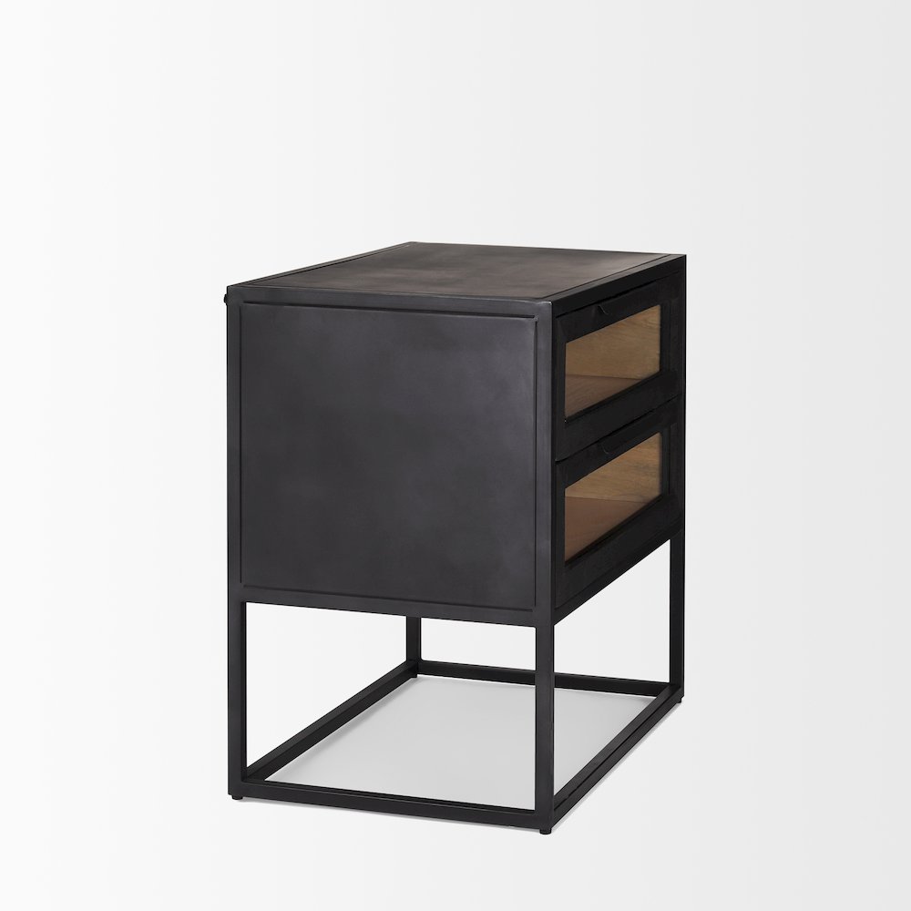 Sloan Black WoodBlack Metal Frame Side Table. Picture 9
