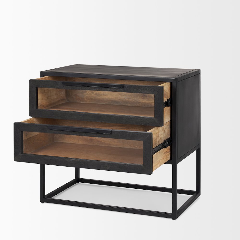 Sloan Black WoodBlack Metal Frame Side Table. Picture 10