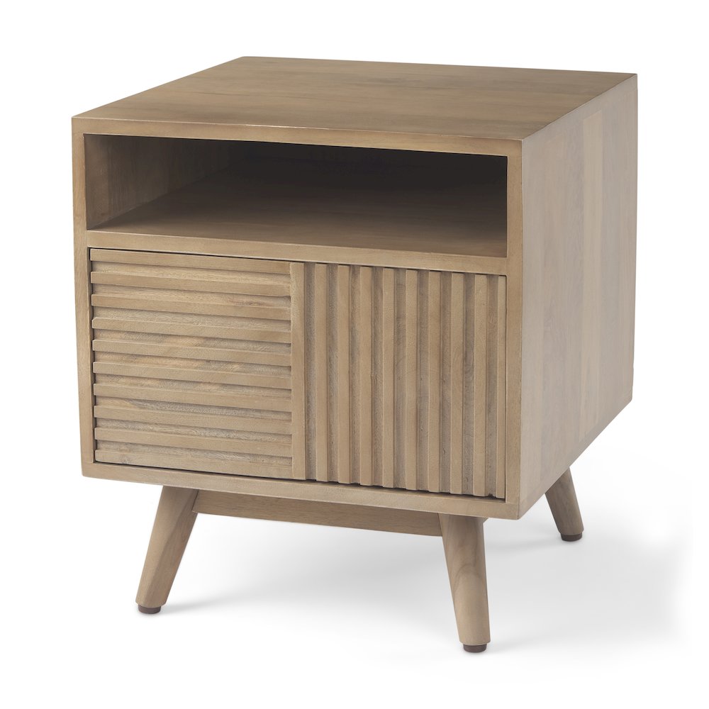 Sable  19.0L x 19.0W x 21.5H Light Brown Wood Side Table. Picture 1