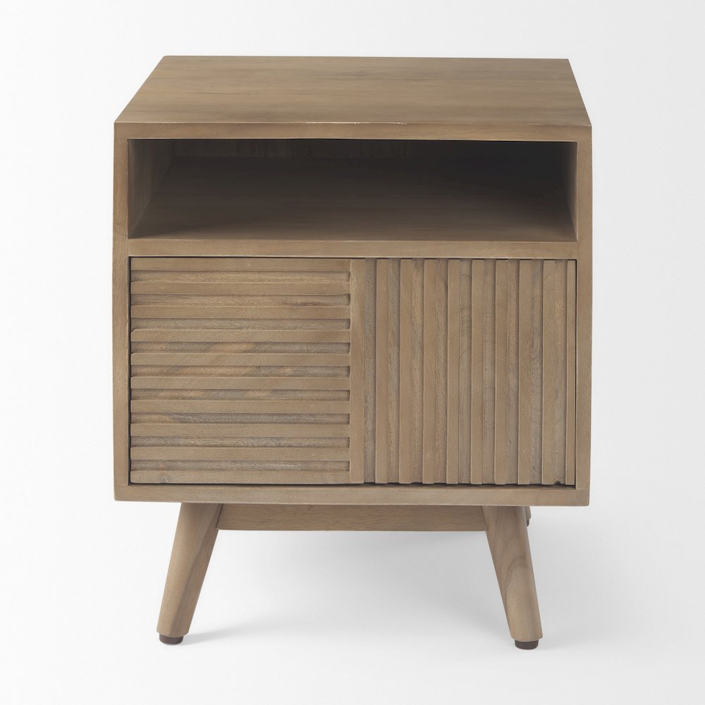 Sable  19.0L x 19.0W x 21.5H Light Brown Wood Side Table. Picture 9