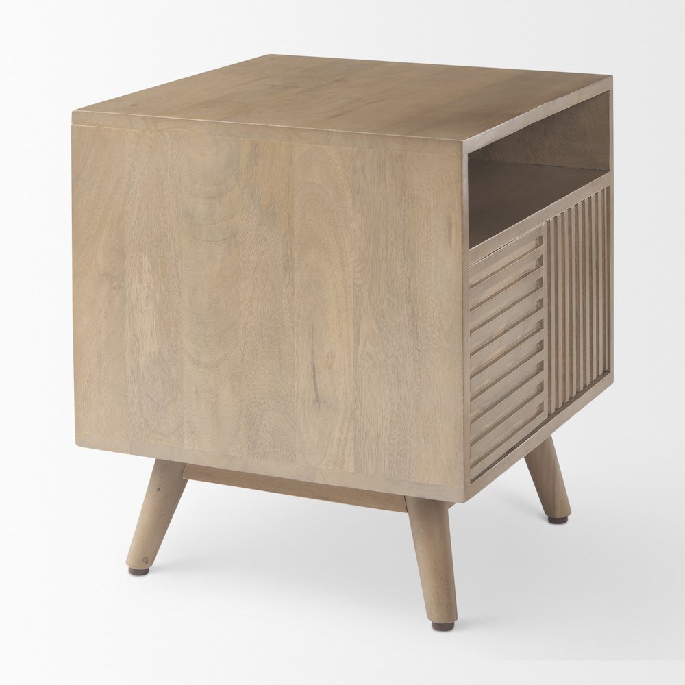 Sable  19.0L x 19.0W x 21.5H Light Brown Wood Side Table. Picture 11