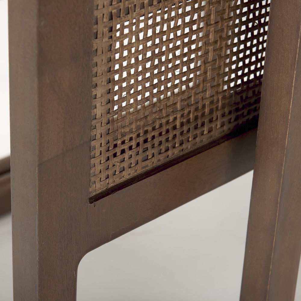 Set Of 2 Medium Brown Solid Wood Cane Nesting Accent Tables. Picture 2