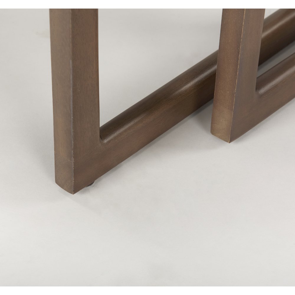 Set Of 2 Medium Brown Solid Wood Cane Nesting Accent Tables. Picture 3