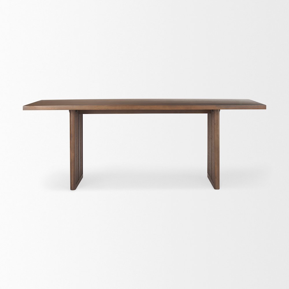 Grier 84L Medium Brown Wood Cane Dining Table. Picture 2