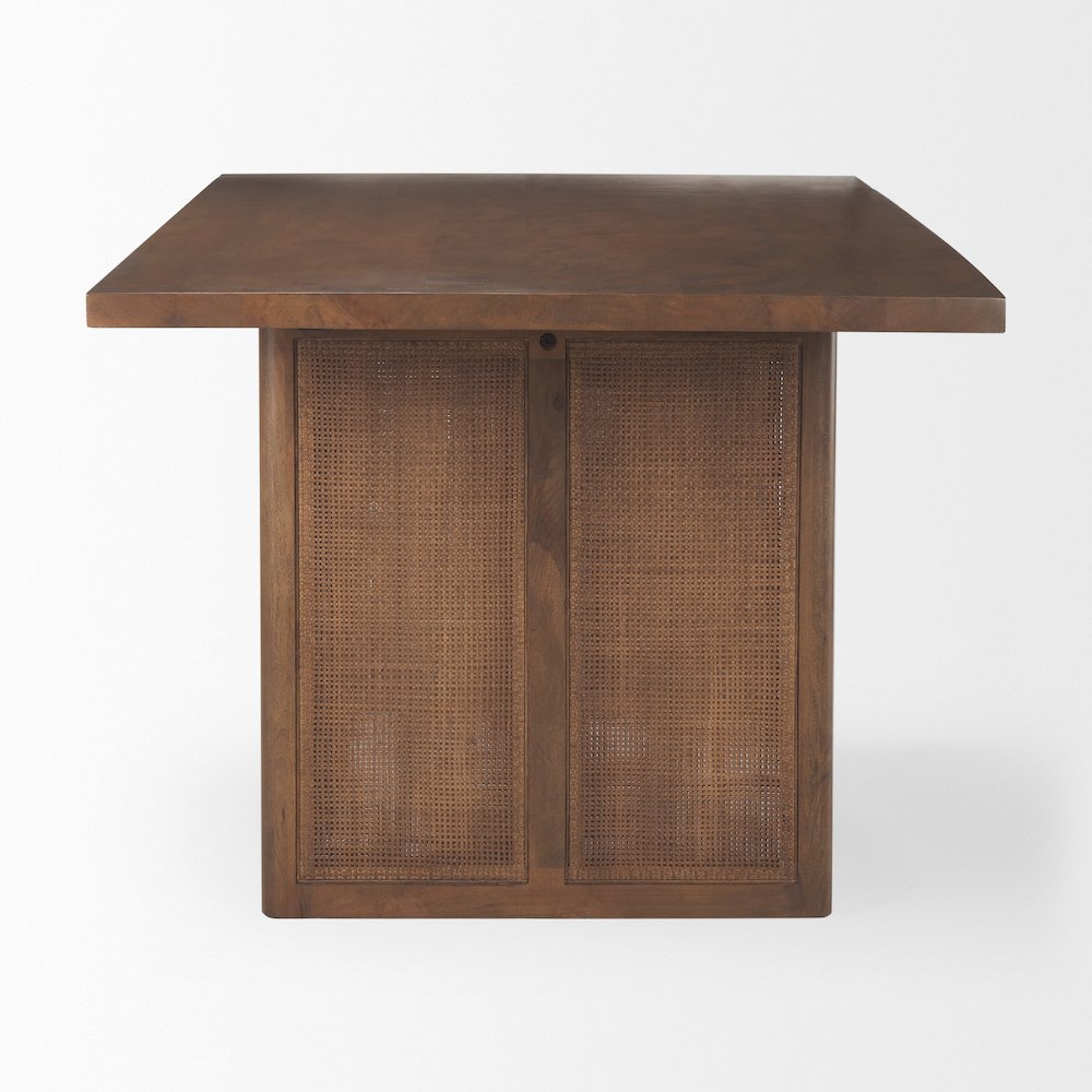 Grier 84L Medium Brown Wood Cane Dining Table. Picture 3