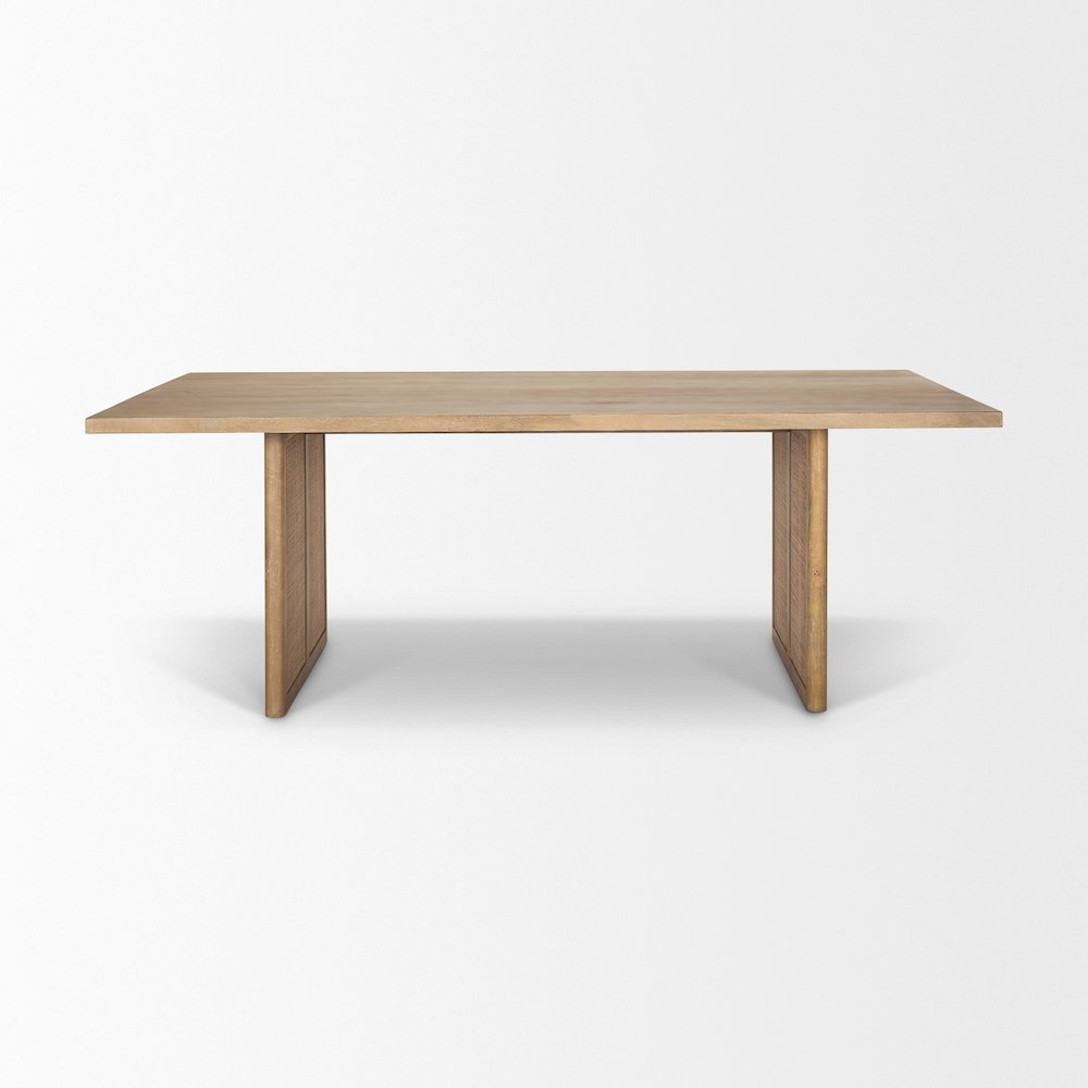 Grier 84L Light Brown Wood Cane Dining Table. Picture 3