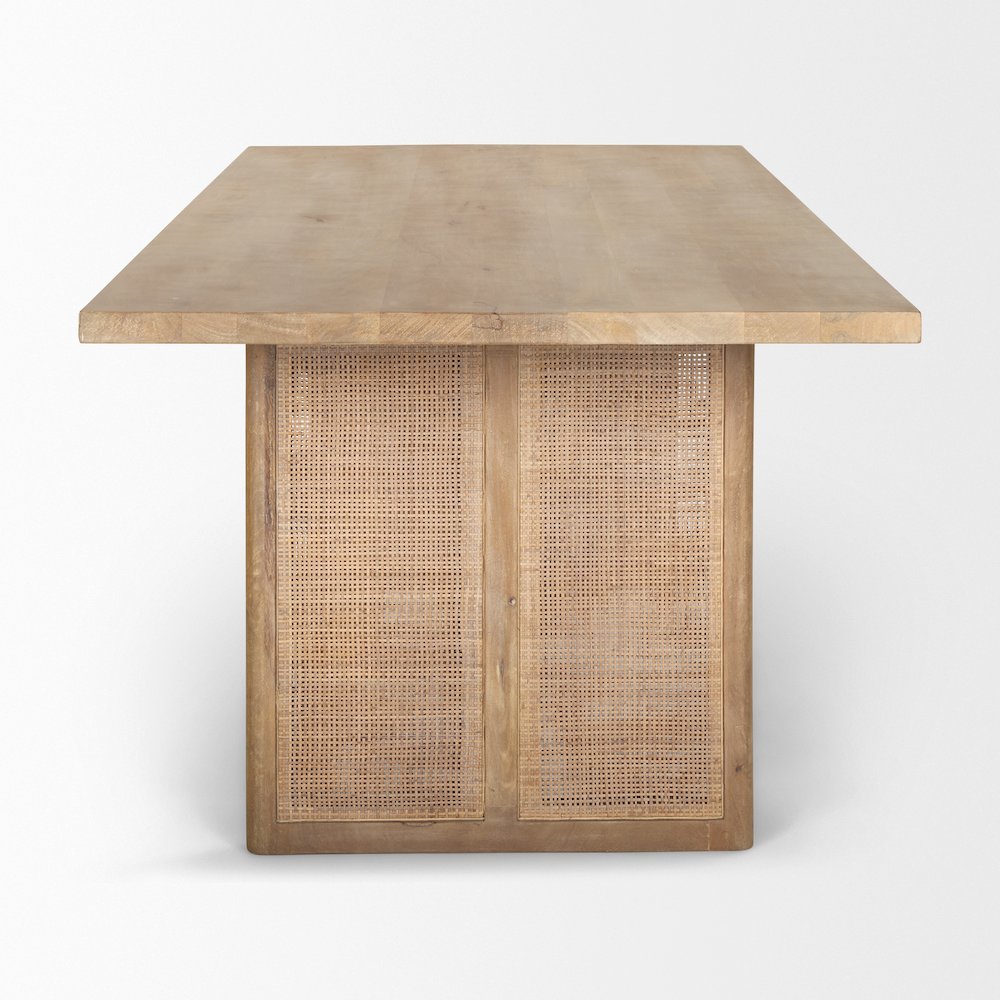 Grier 84L Light Brown Wood Cane Dining Table. Picture 4