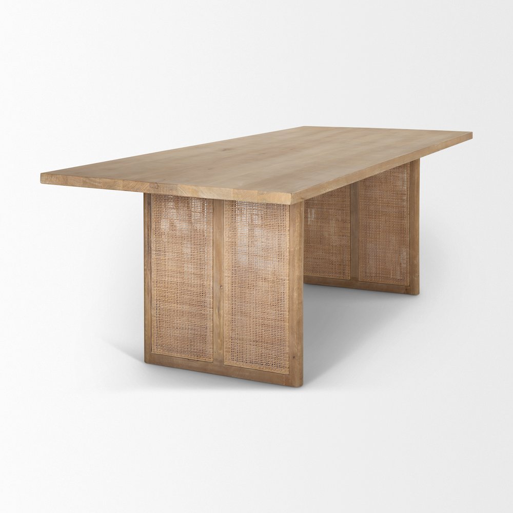 Grier 84L Light Brown Wood Cane Dining Table. Picture 5